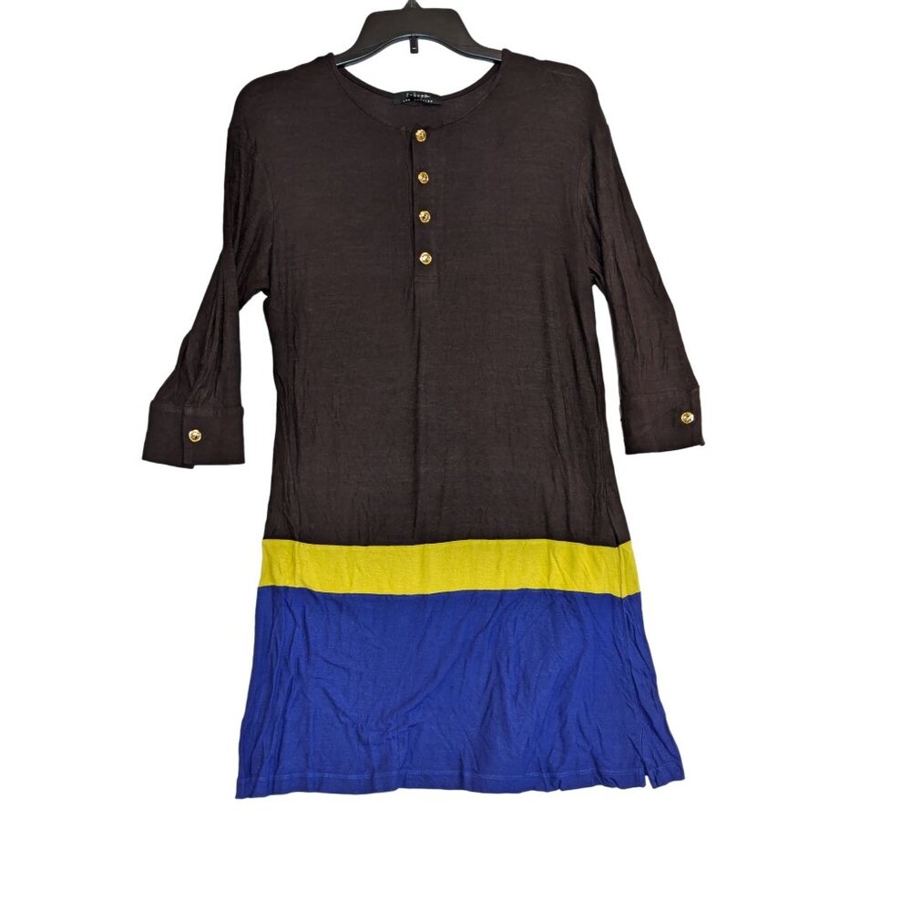 Colorblock Tunic Dress With Gold Buttons By T-Bags Los Angeles - Size M
